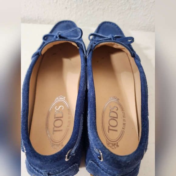 Tod's Blue Leather Loafers Driving Moccasin Size 39 US 8.5 - Picture 5 of 10